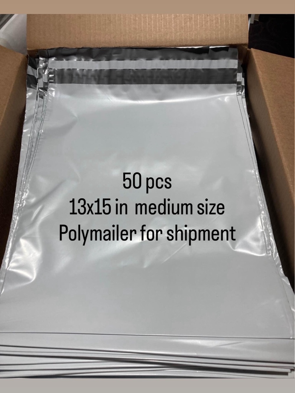 50 Pack Silver Poly Mailers 13x15" Tamper-Resistant Shipping Bags
